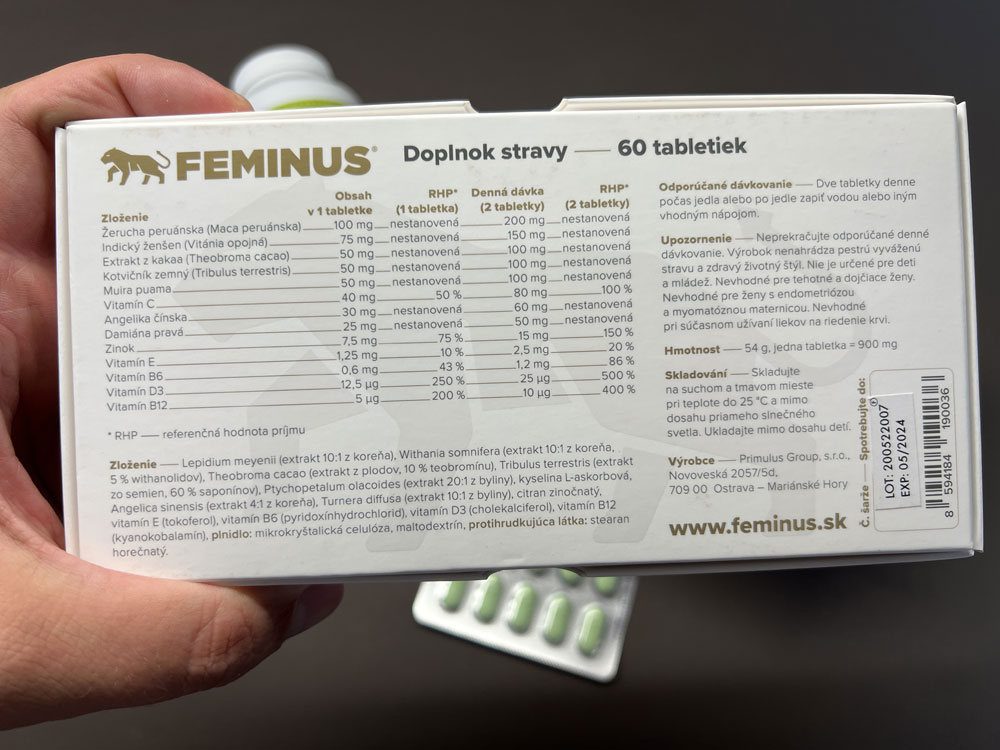 Feminus zloženie